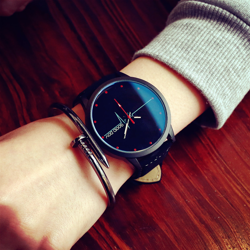 男士手表皮帶時尚潮流藍光玻璃表品質石英表極簡約休閑女學生腕表