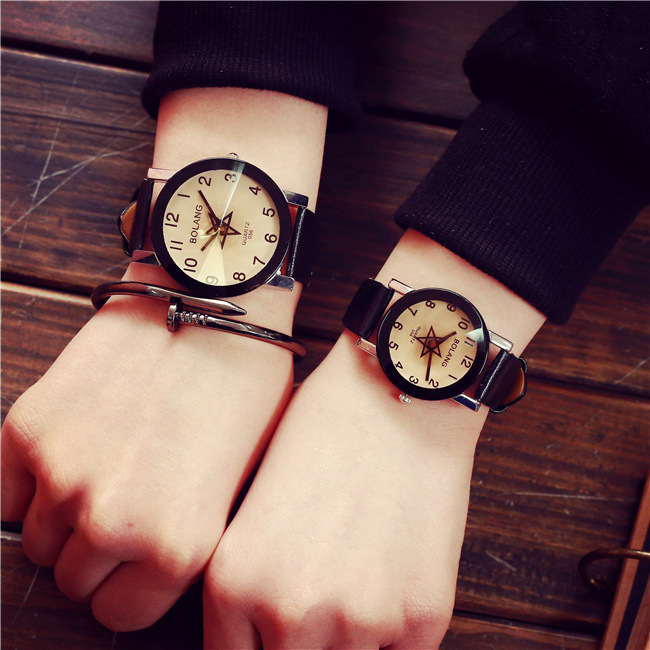 韓國時尚潮流復古情侶皮帶一對韓版簡約可愛男女學生休閑石英手表